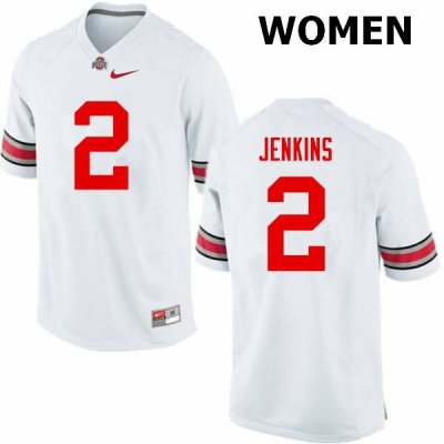 NCAA Ohio State Buckeyes Women's #2 Malcolm Jenkins White Nike Football College Jersey BRH2845WS